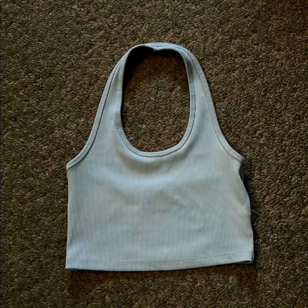 H&M Cropped Ribbed Halter Tank Top